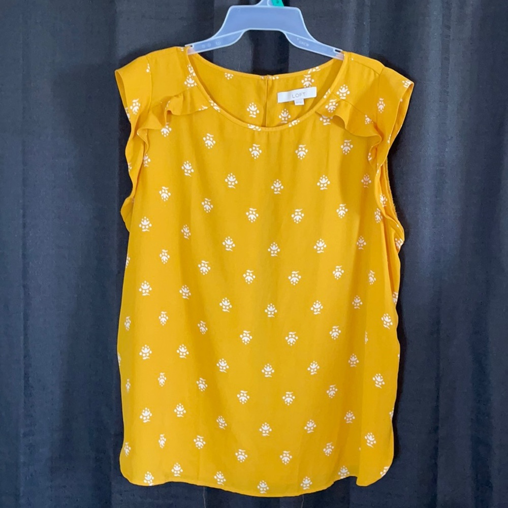 Ann Taylor Loft XXL - yellow blouse - cute ruffled sleeves